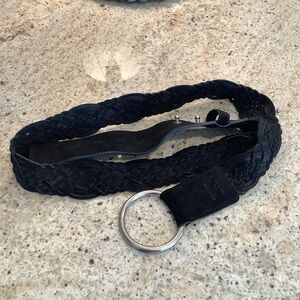 Black Woven Leather Belt Size XL
